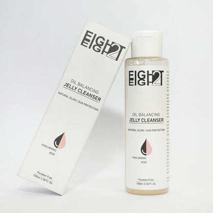 EIGHT2EIGHT | Jelly Cleanser | Oil Balancing | Natural Glow | Face Cleanser | Sun Protection | Hyaluronic Acid with Paraben Free | All Skin Types, 100 ML