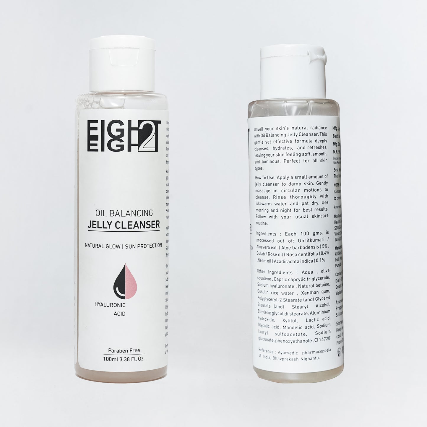 EIGHT2EIGHT | Jelly Cleanser | Oil Balancing | Natural Glow | Face Cleanser | Sun Protection | Hyaluronic Acid with Paraben Free | All Skin Types, 100 ML