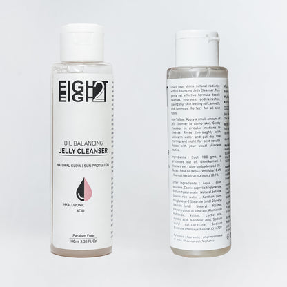 EIGHT2EIGHT | Jelly Cleanser | Oil Balancing | Natural Glow | Face Cleanser | Sun Protection | Hyaluronic Acid with Paraben Free | All Skin Types, 100 ML